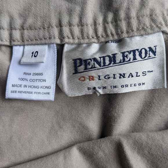 Pendleton 100% cotton tan full length a-line skirt pockets zip side button - Picture 7 of 12